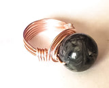 Black Obsidian imitation Gemstone and Rose Gold