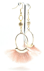 Pink Fan Tassel Earrings