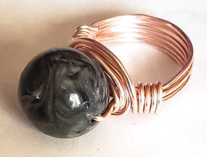 Black Obsidian imitation Gemstone and Rose Gold