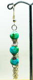 Blue Green Glass beads with Silver