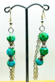 Blue Green Glass beads with Silver