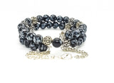 Short Stacked  Snowflake Obsidian with Silver Spacers