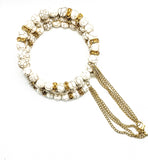Stacked White Turquois with Gold Spacers Bracelet