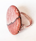 Large Jasper Gemstone Rose Gold Ring